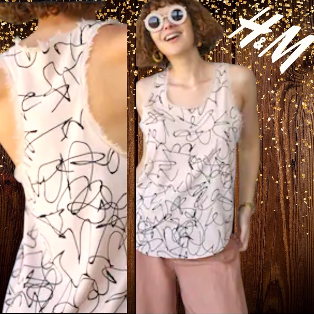 Elegant Scribble Print Tank Top